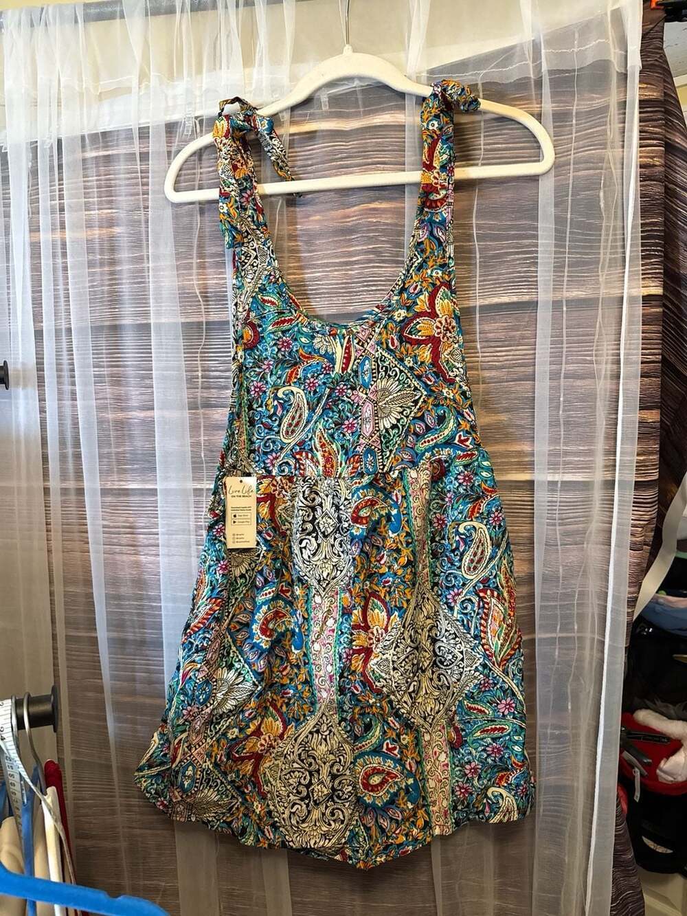 Cupshe Paisley Scoop Neck Tie Shoulder Wide Leg Romper